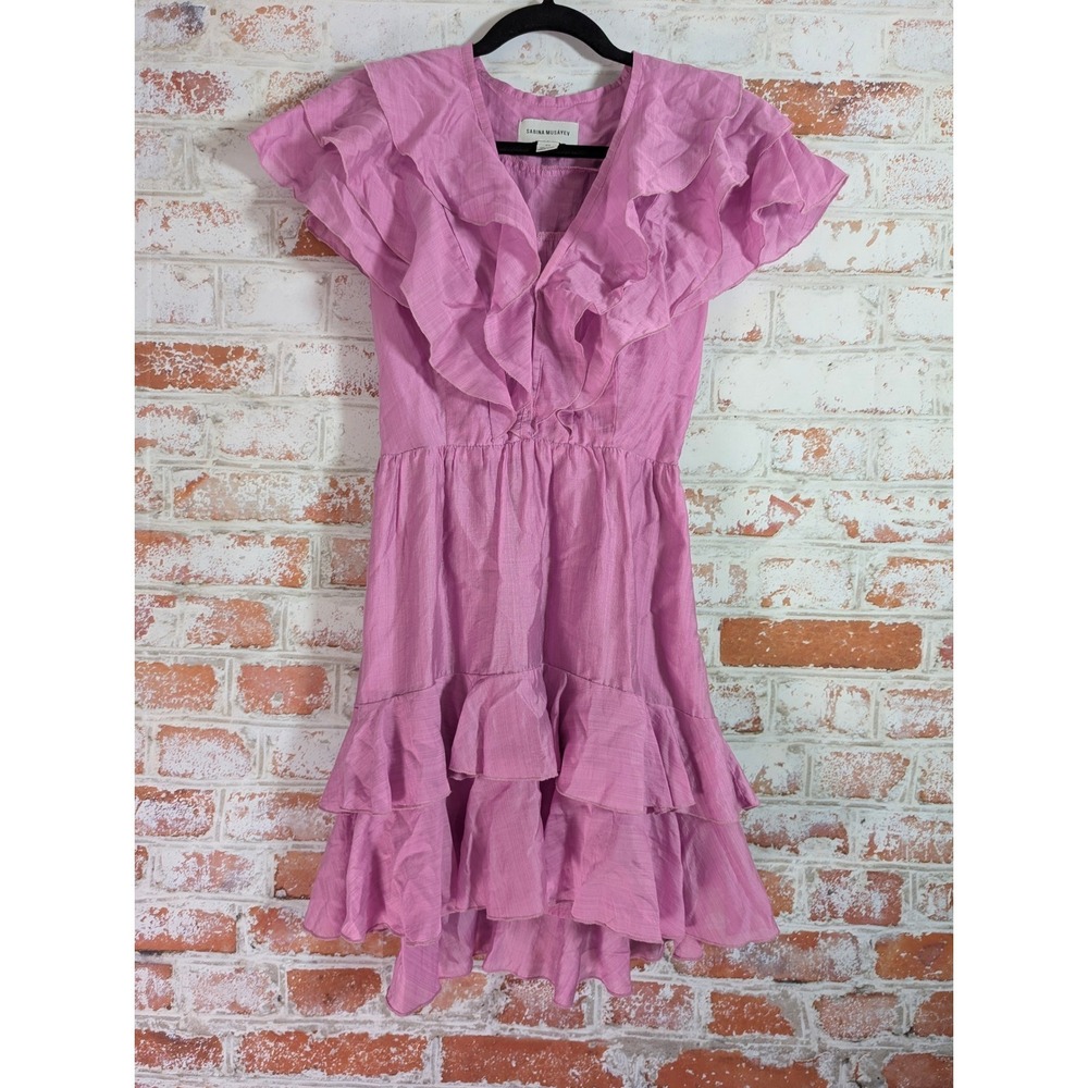 Sabina Musayev Revolve Dress Womens XS Pink Ruffle Dainty Summer